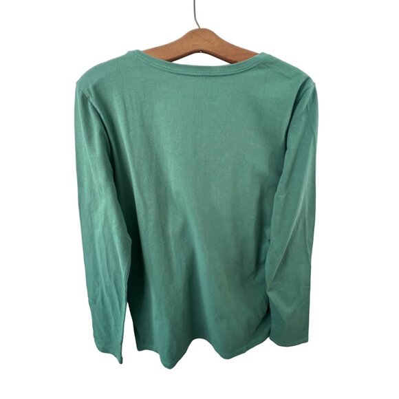 Life Is Good Jake Joy Long Sleeve Tee Shirt Size Medium Spruce Green Christmas - Picture 2 of 5